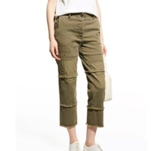 TWP 0 Fray Boyfriend Chino Olive Green 0185 Cargo Pants utility raw hem cut off